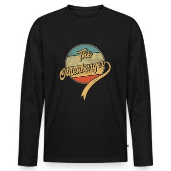 The Oldenburger - Männer Premium Bio Langarmshirt - Schwarz - Vorne - Nico (187cm)
