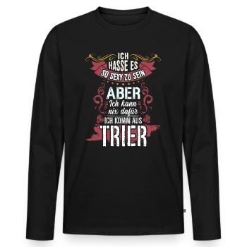 Ich hasse es so sexy zu sein #Trier - Männer Premium Bio Langarmshirt - Schwarz - Vorne - Nico (187cm)