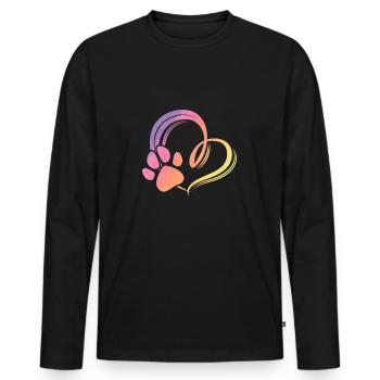 Hundepfote Herz Bunt Regenbogen Farben - Männer Premium Bio Langarmshirt - Schwarz - Vorne - Nico (187cm)