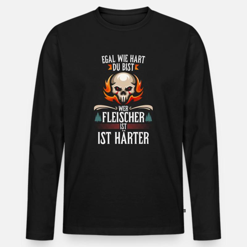 Fleischer Fleisch - Männer Premium Bio Langarmshirt - Schwarz