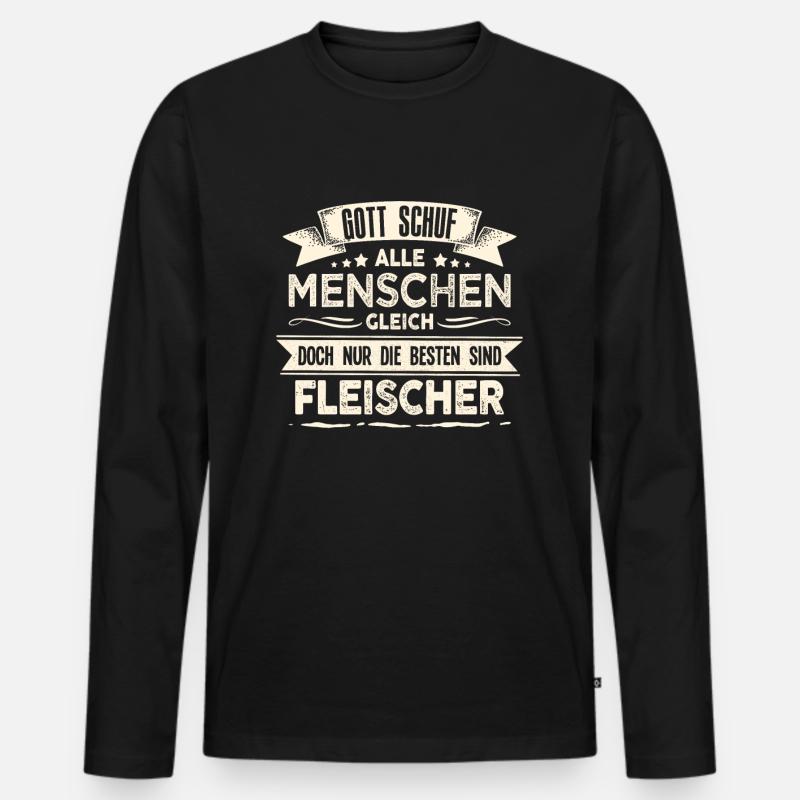 Fleischer Fleisch - Männer Premium Bio Langarmshirt - Schwarz