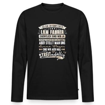 Kompetenter LKW Fahrer Trucker - Männer Premium Bio Langarmshirt - Schwarz - Vorne - Nico (187cm)