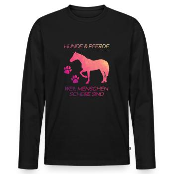 Hunde & Pferde Pferd - Männer Premium Bio Langarmshirt - Schwarz - Vorne - Nico (187cm)