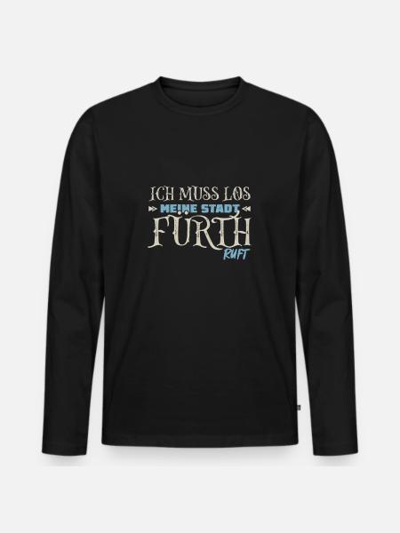 Muss los Fürth ruft Fürther - Männer Premium Bio Langarmshirt - Schwarz