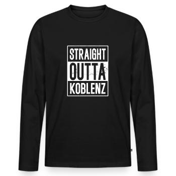 Straight Outta Koblenz Koblenzer - Männer Premium Bio Langarmshirt - Schwarz - Vorne - Nico (187cm)