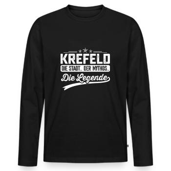 Krefeld die Stadt der Mythos Krefelder - Männer Premium Bio Langarmshirt - Schwarz - Vorne - Nico (187cm)