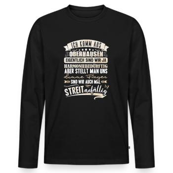 Oberhausener sind harmoniebedürftig NRW - Männer Premium Bio Langarmshirt - Schwarz - Vorne - Nico (187cm)