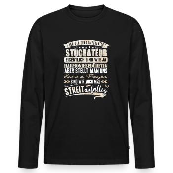 Kompetenter Stuckateur Gipser - Männer Premium Bio Langarmshirt - Schwarz - Vorne - Nico (187cm)
