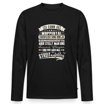 Wuppertal Harmoniebedürftig Wuppertaler - Männer Premium Bio Langarmshirt - Schwarz - Vorne - Nico (187cm)