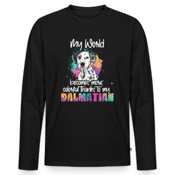 Colorful world thanks to my Dalmatian dog - Men's Premium Organic Long Sleeve Shirt - black - Front - Nico (187cm)