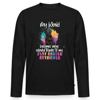 Thanks to my Flat coated retriever dog - T-shirt manches longues Premium bio Homme - noir - Devant - Nico (187cm)