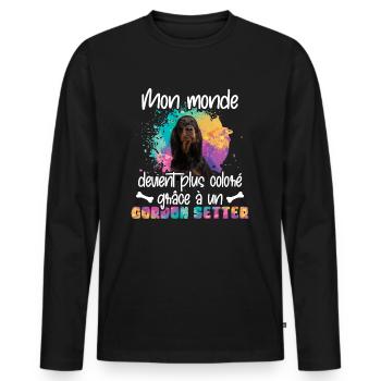 Monde coloré gordon setter Setter Gordon - Männer Premium Bio Langarmshirt - Schwarz - Vorne - Nico (187cm)