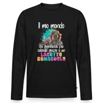 Mondo colorato Lagotto romagnolo canne - T-shirt manches longues Premium bio Homme - noir - Devant - Nico (187cm)