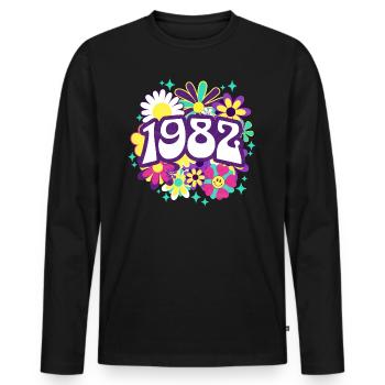 Groovy und Vintage 1982 40 Jahre Jubiläum - Männer Premium Bio Langarmshirt - Schwarz - Vorne - Nico (187cm)