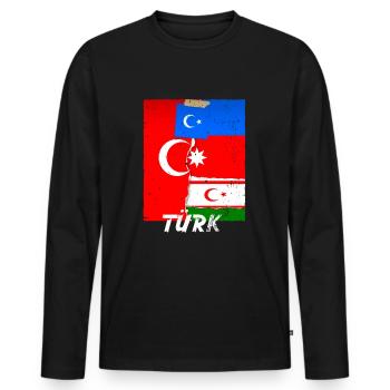 Turk - Men's Premium Organic Long Sleeve Shirt - black - Front - Nico (187cm)