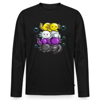 Four newts Axolotl cuddle under water - Men's Premium Organic Long Sleeve Shirt - black - Front - Nico (187cm)