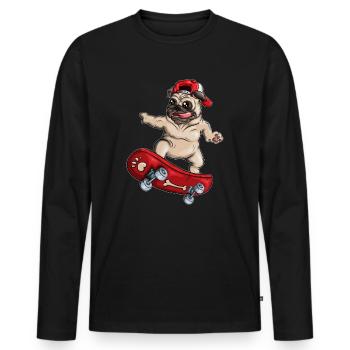 Skateboard Mops Motiv Hunderasse Hundehalter Möpse - Männer Premium Bio Langarmshirt - Schwarz - Vorne - Nico (187cm)