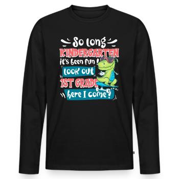 Ende des Kindergartens Schulanfangskind - Männer Premium Bio Langarmshirt - Schwarz - Vorne - Nico (187cm)