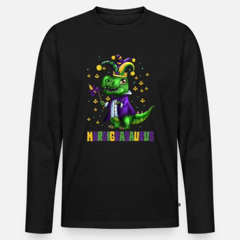 Kinder Fasching Umzug Dinosaurier Mardigrasaurus - Männer Premium Bio Langarmshirt - Schwarz