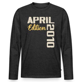 Anniversaire 14 Ans Avril 2010 Cadeau Anniversaire - T-shirt manches longues Premium bio Homme - anthracite chiné - Devant - Nico (187cm)
