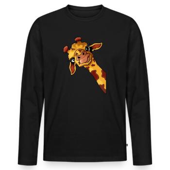 Afrique Vacances Steppe Girafe Amoureux des enfants - T-shirt manches longues Premium bio Homme - noir - Devant - Nico (187cm)