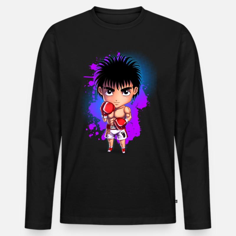 Boxen Chibi - Männer Premium Bio Langarmshirt - Schwarz