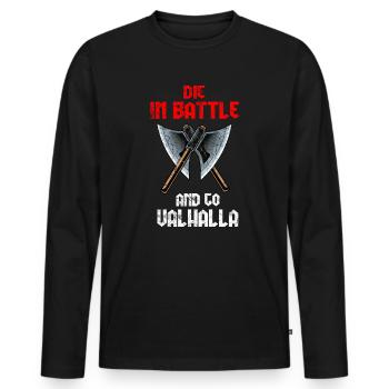 Wikinger - Männer Premium Bio Langarmshirt - Schwarz - Vorne - Nico (187cm)