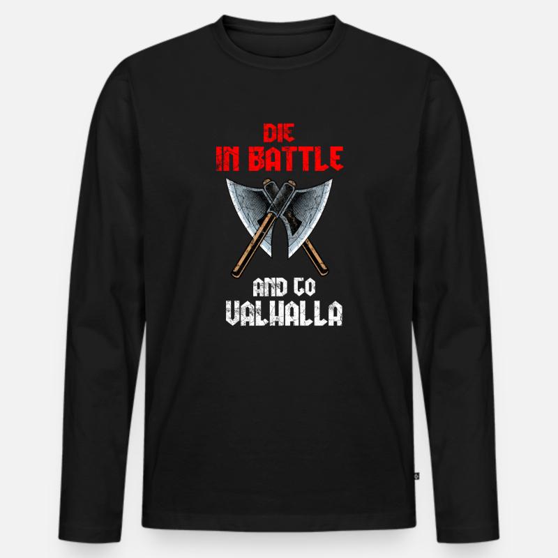 Wikinger - Männer Premium Bio Langarmshirt - Schwarz