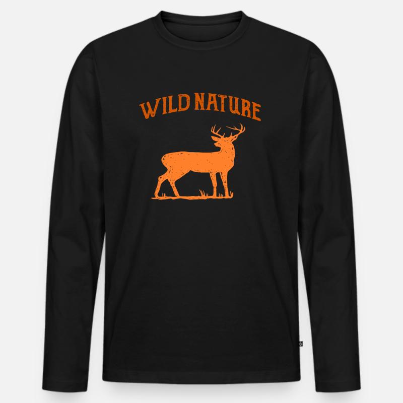 Rehe Rehkitz Geweih Hirsch Geschenk - Männer Premium Bio Langarmshirt - Schwarz