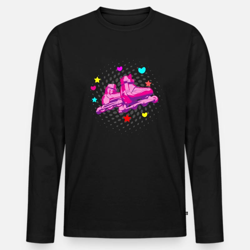 Rollschuhe - Männer Premium Bio Langarmshirt - Schwarz