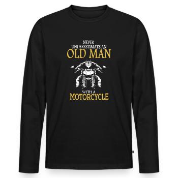 Motorcycle Grandpa Father Biker Underestimate Gift - Men's Premium Organic Long Sleeve Shirt - black - Front - Nico (187cm)