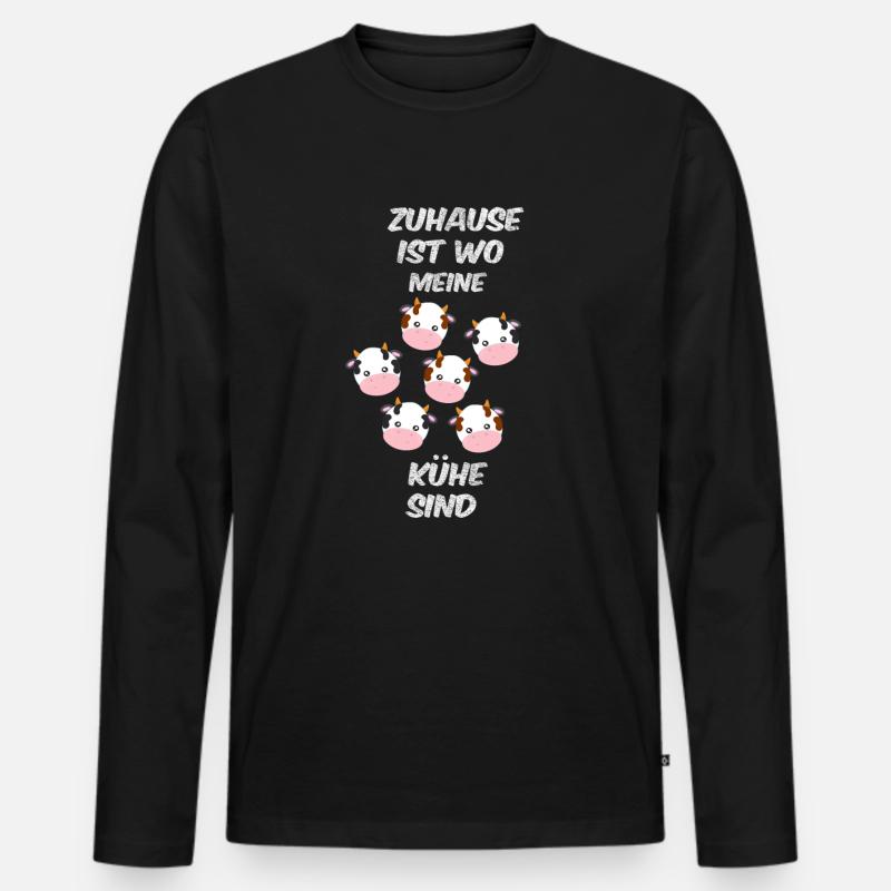 Kühe - Männer Premium Bio Langarmshirt - Schwarz