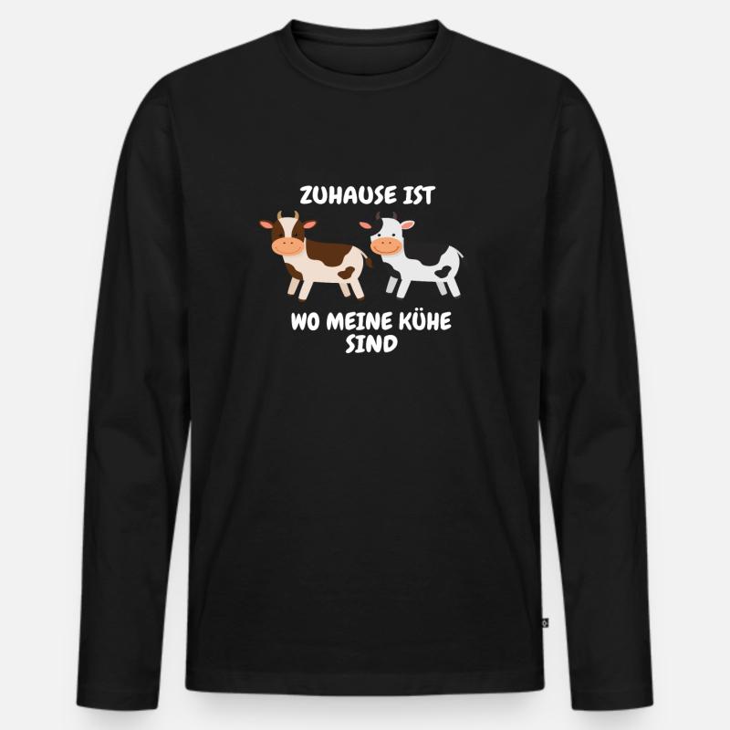 Kühe - Männer Premium Bio Langarmshirt - Schwarz