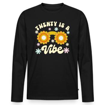 Né En 2004 20 Ans Anniversaire Femme Retro Groovy - T-shirt manches longues Premium bio Homme - noir - Devant - Nico (187cm)
