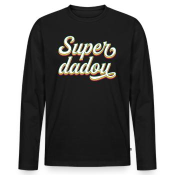 Super Dadou Père Papa 2024 - T-shirt manches longues Premium bio Homme - noir - Devant - Nico (187cm)