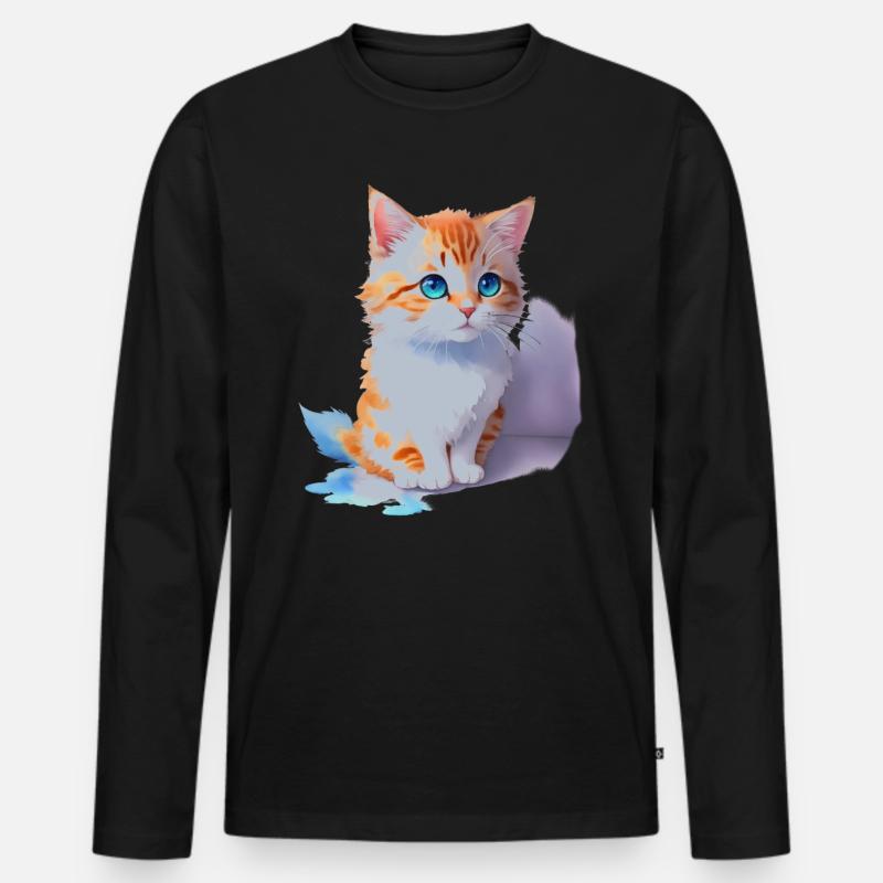 süße Katze - Männer Premium Bio Langarmshirt - Schwarz