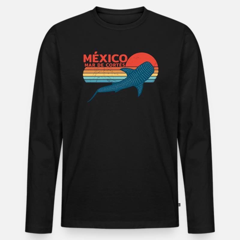 Mexiko Walhai - Männer Premium Bio Langarmshirt - Schwarz