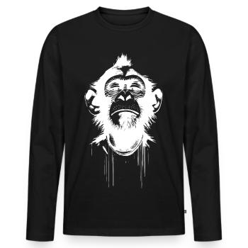 Monkey President - Men's Premium Organic Long Sleeve Shirt - black - Front - Nico (187cm)