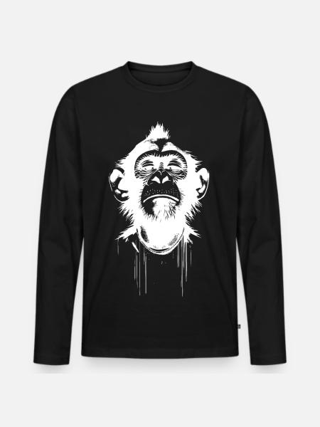 Monkey President - Männer Premium Bio Langarmshirt - Schwarz