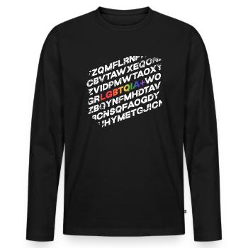 LGBTQIA+ Pride and Strong LGBTQIA+ - Men's Premium Organic Long Sleeve Shirt - black - Front - Nico (187cm)