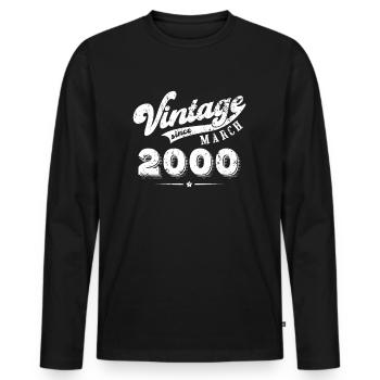 Vintage since March 2000 Geburtstag Geschenk - Männer Premium Bio Langarmshirt - Schwarz - Vorne - Nico (187cm)