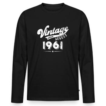Vintage since August 1961 Birthday Gift - Men's Premium Organic Long Sleeve Shirt - black - Front - Nico (187cm)