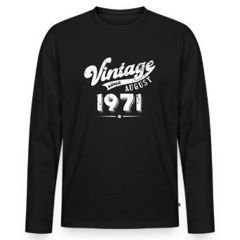 Vintage since August 1971 Birthday Gift - Men's Premium Organic Long Sleeve Shirt - black - Front - Nico (187cm)