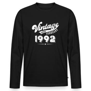 Vintage depuis Février 1992 Cadeau d’anniversaire - T-shirt manches longues Premium bio Homme - noir - Devant - Nico (187cm)