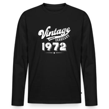 Vintage since February 1972 Geburtstag Geschenk - Männer Premium Bio Langarmshirt - Schwarz - Vorne - Nico (187cm)