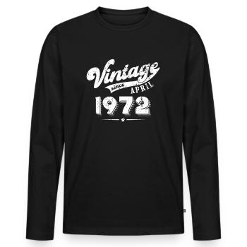 Vintage since April 1972 Geburtstag Geschenk - Männer Premium Bio Langarmshirt - Schwarz - Vorne - Nico (187cm)