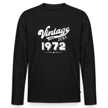 Vintage since June 1972 Geburtstag Geschenk - Männer Premium Bio Langarmshirt - Schwarz - Vorne - Nico (187cm)