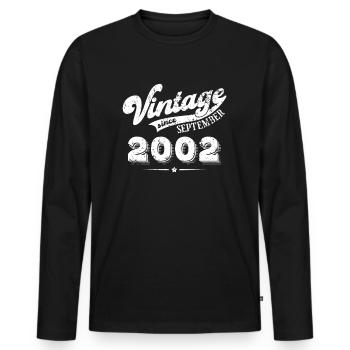 Vintage depuis Septembre 2002 Cadeau d’anniversaire - T-shirt manches longues Premium bio Homme - noir - Devant - Nico (187cm)