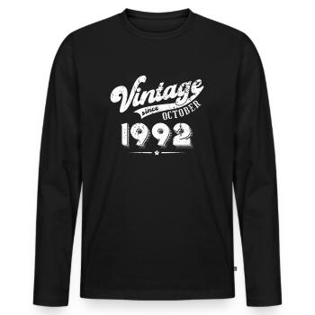 Millésime depuis Octobre 1992 Cadeau d’anniversaire - T-shirt manches longues Premium bio Homme - noir - Devant - Nico (187cm)