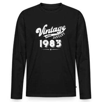 Vintage since January 1983 Birthday Gift - Men's Premium Organic Long Sleeve Shirt - black - Front - Nico (187cm)
